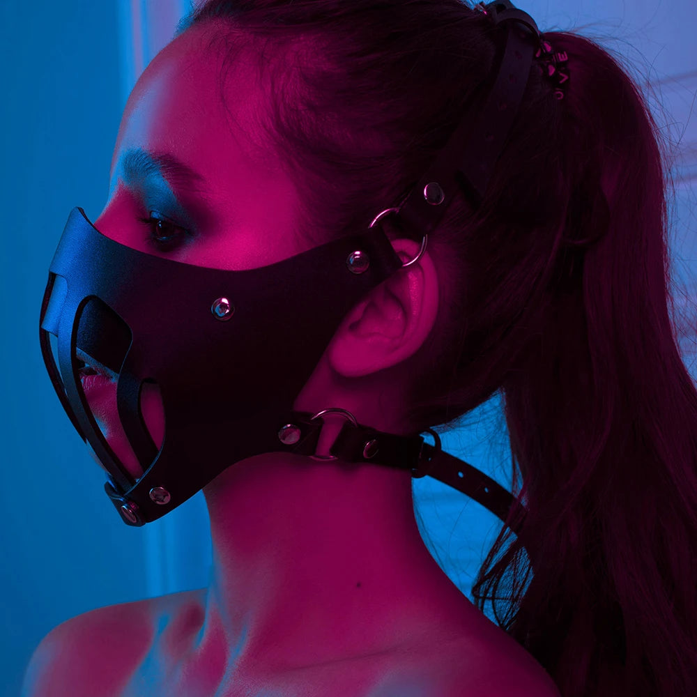 Punk Mask Sexy PU Leather Half Face Bondage Halloween