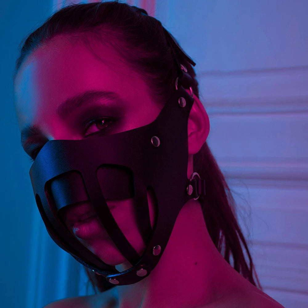 Punk Mask Sexy PU Leather Half Face Bondage Halloween