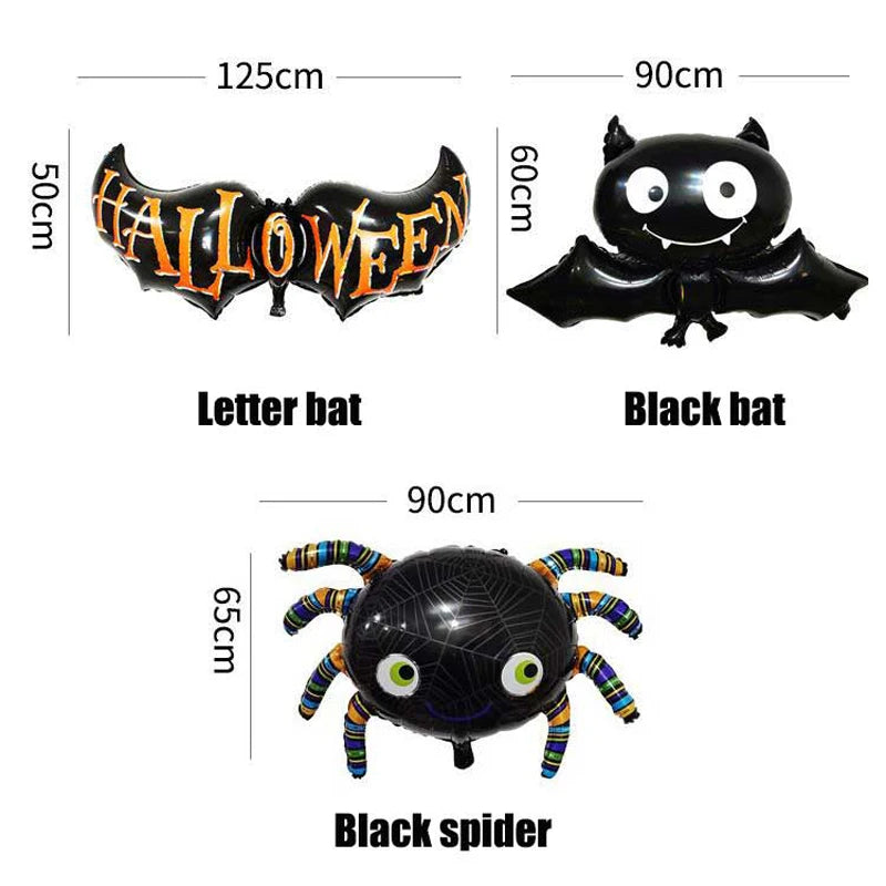 Halloween Party DIY Decorations Aluminum Foil Balloons Pumpkin Bat Spider