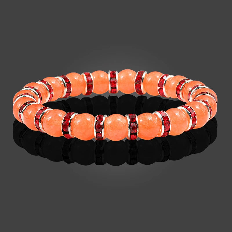 Orange Natural Stone & Rhinestone Bracelet – Yoga Prayer Jewelry – The Party Days | The Party Days