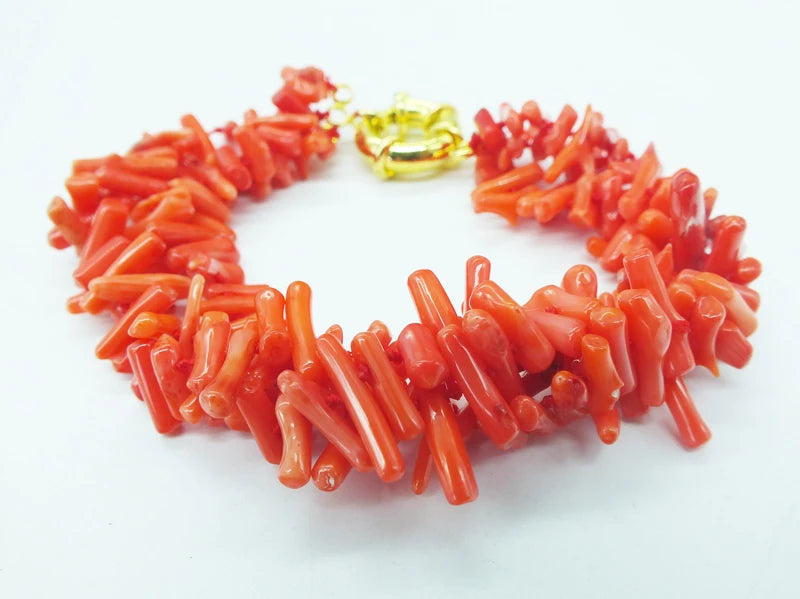 Natural Orange Coral Bracelet – Classic 3-Strand 9.5" – The Party Days | The Party Days