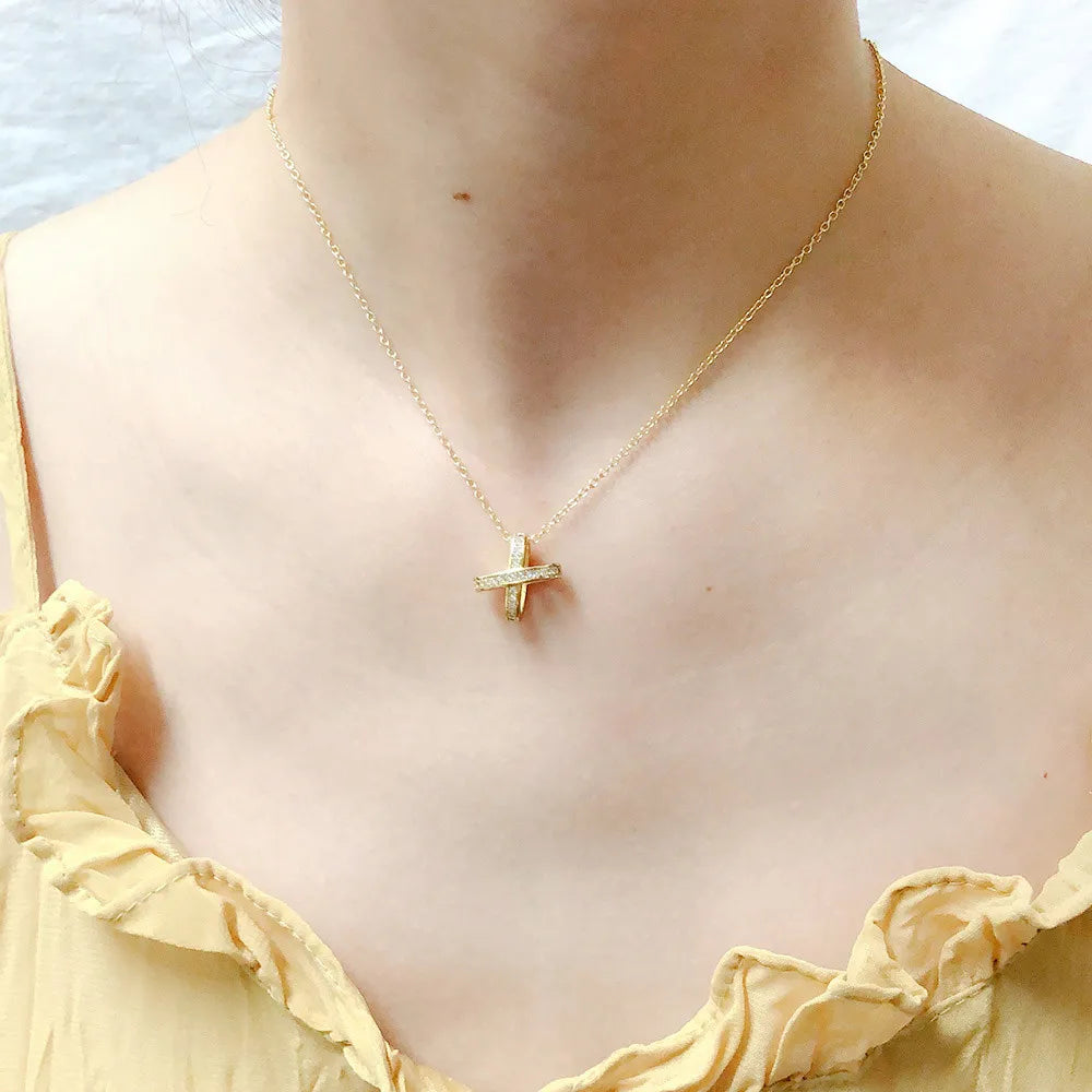 Hollow Cross Pendant Necklace – Rose Gold Choker Chain | The Party Days | The Party Days