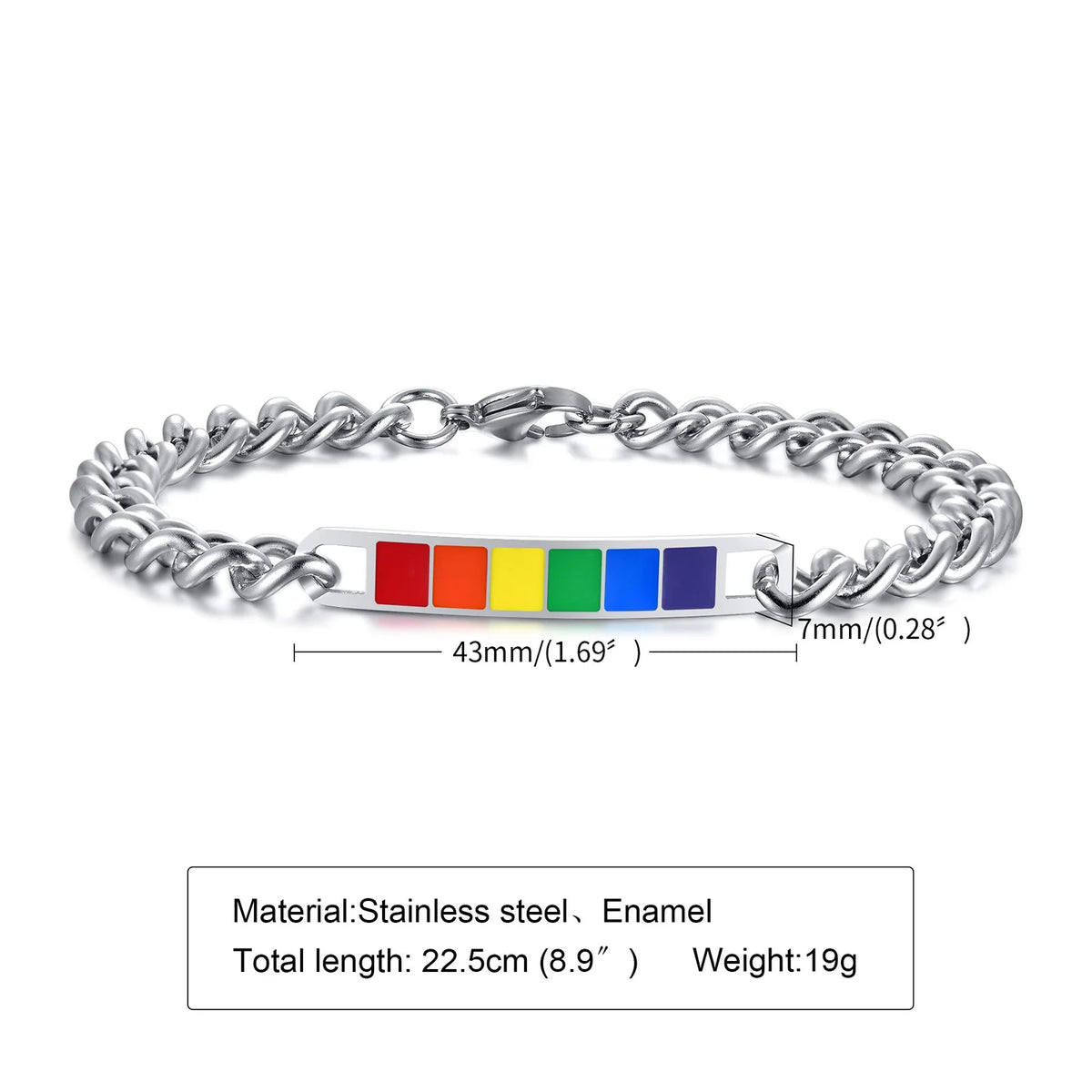 Rainbow Pride Bracelet – Stainless Steel LGBT Chain Link Wristband | The Party Days | The Party Days
