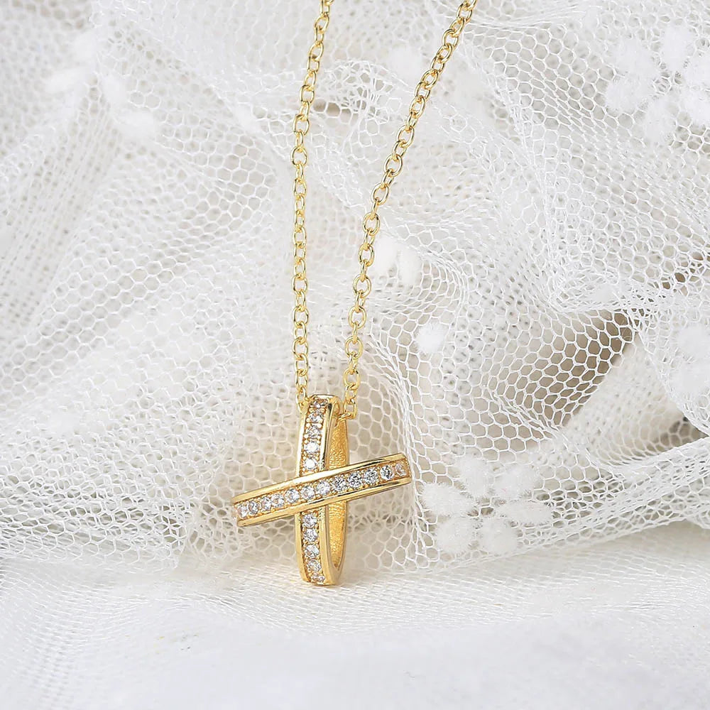 Hollow Cross Pendant Necklace – Rose Gold Choker Chain | The Party Days | The Party Days