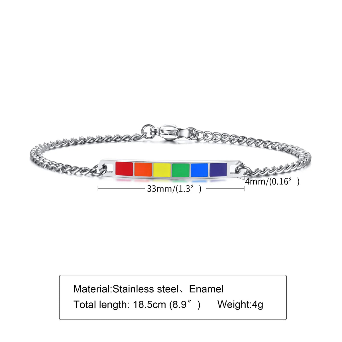 Rainbow Pride Bracelet – Stainless Steel LGBT Chain Link Wristband | The Party Days | The Party Days