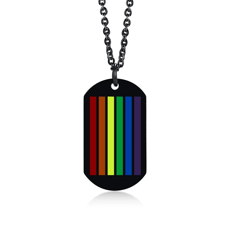 Rainbow Pride Dog Tag Necklace – LGBT Stainless Steel Pendant | The Party Days | The Party Days
