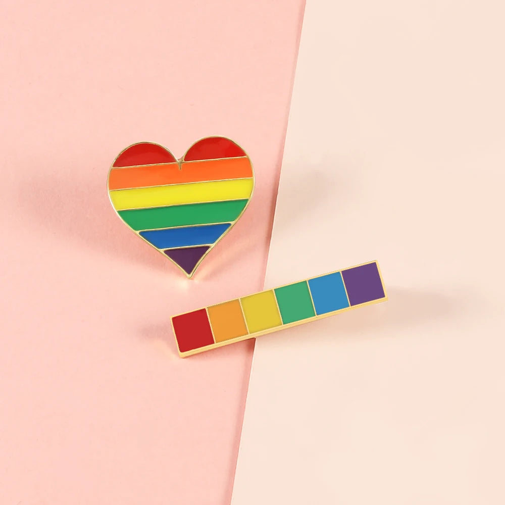 Rainbow Pride Enamel Lapel Pin – LGBT Flag Heart Brooch | The Party Days | The Party Days