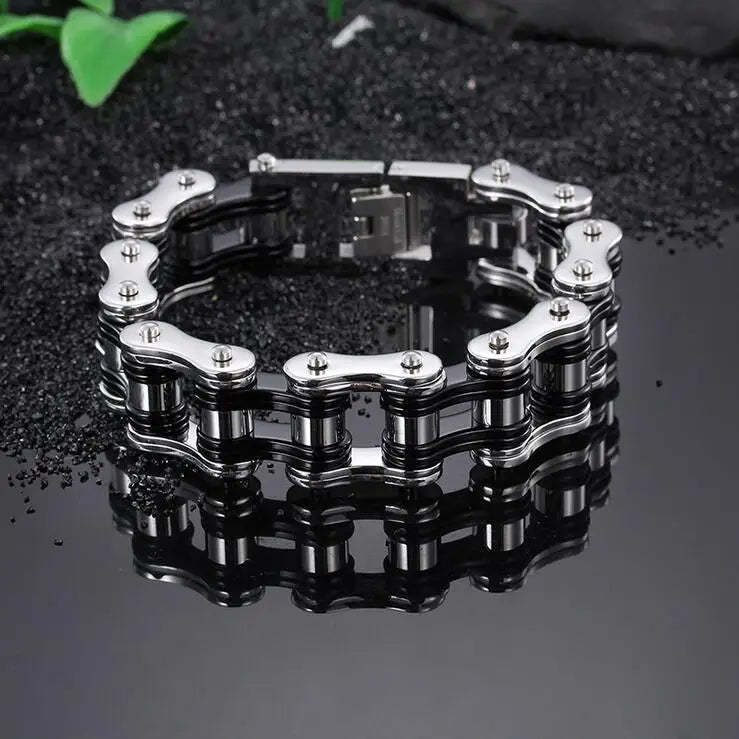 Punk Stainless Steel Motorcycle Chain Bracelet – Biker Wrist Jewelry – The Party Days | The Party Days