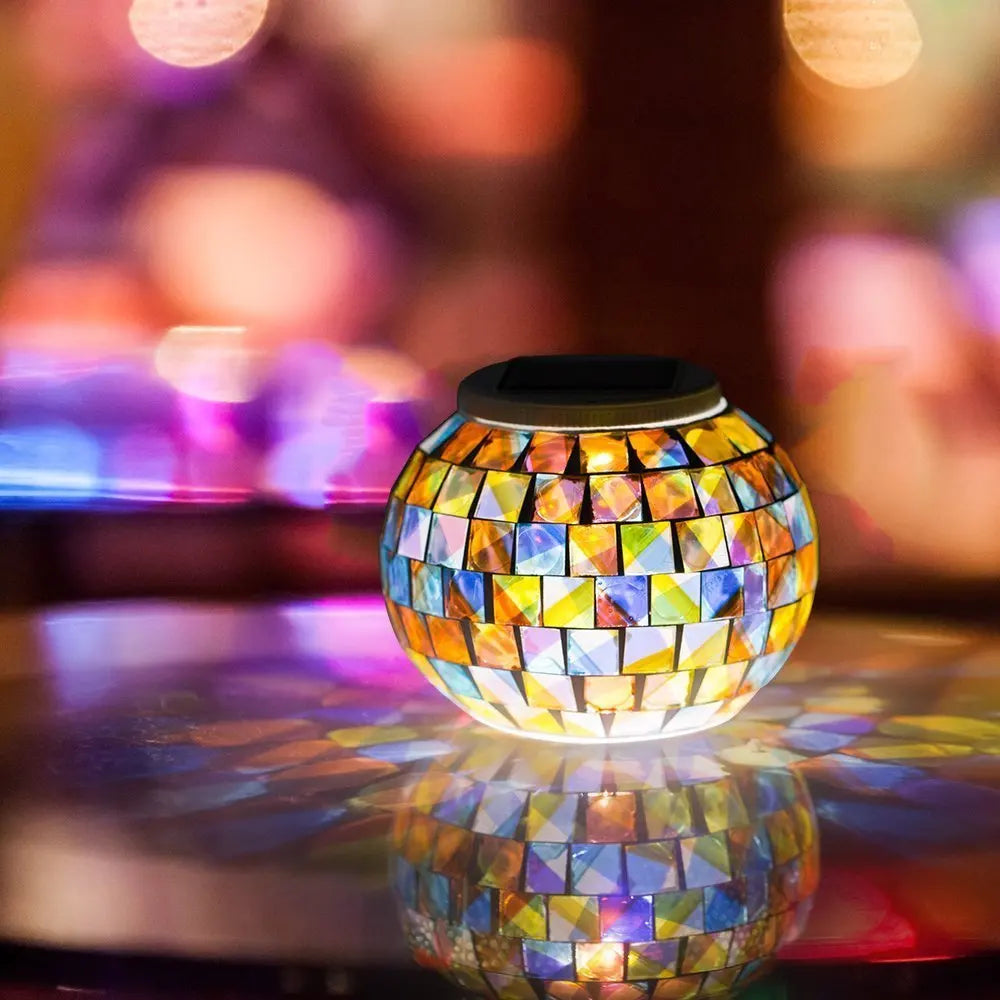 Solar Mosaic Glass Ball Garden Light – Color Changing Outdoor Table Lamp – The Party Days | The Party Days