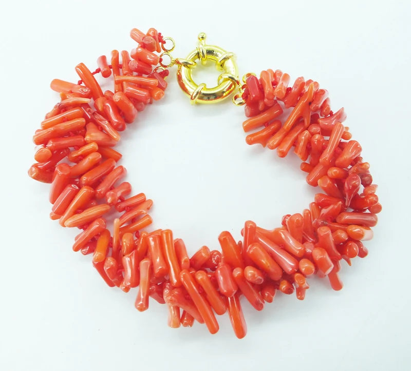Natural Orange Coral Bracelet – Classic 3-Strand 9.5" – The Party Days | The Party Days