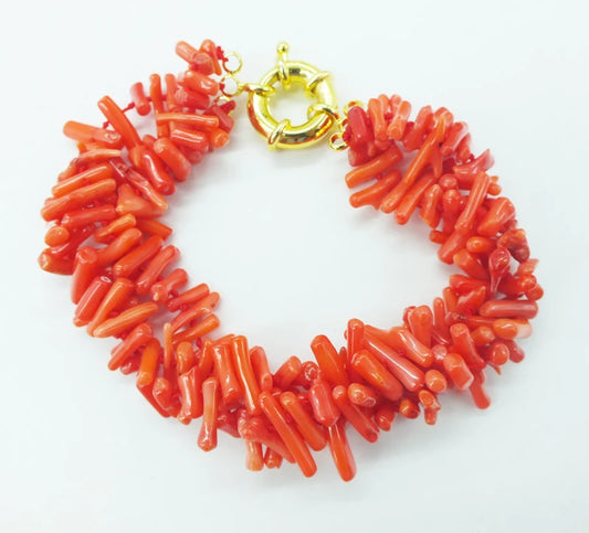 Natural Orange Coral Bracelet – Classic 3-Strand 9.5" – The Party Days