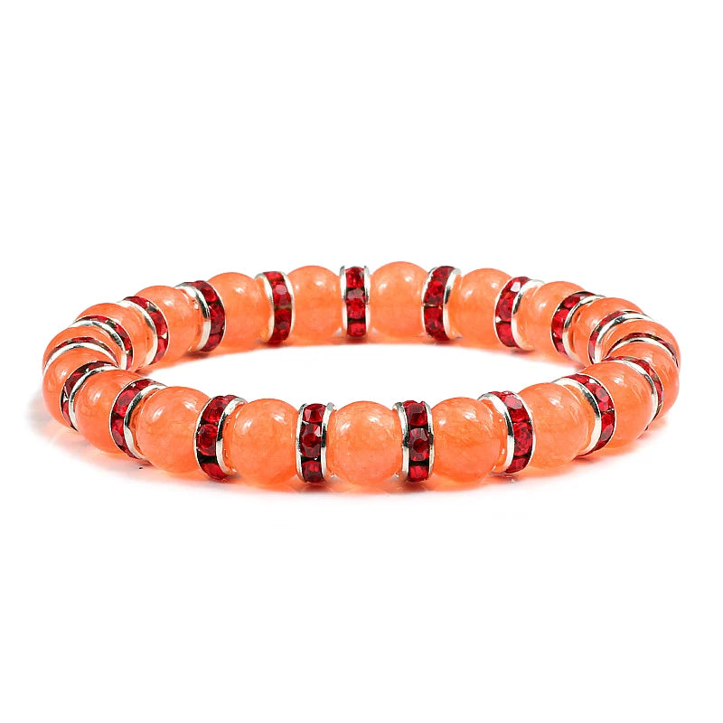 Orange Natural Stone & Rhinestone Bracelet – Yoga Prayer Jewelry – The Party Days | The Party Days