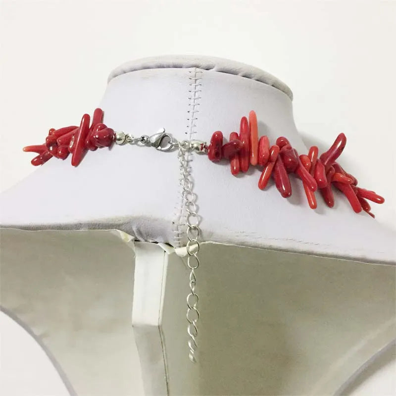 Natural Orange Coral Branch Necklace – Freeform Vintage Beaded Chain – The Party Days | The Party Days