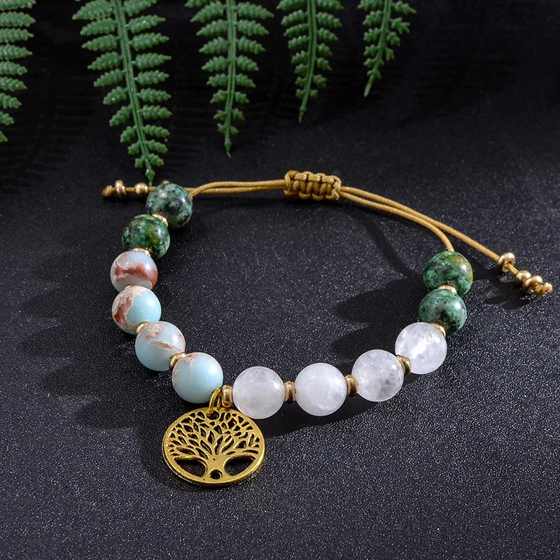 8mm White Stone African Turquoise Necklace – Meditation Yoga Jewelry – The Party Days | The Party Days
