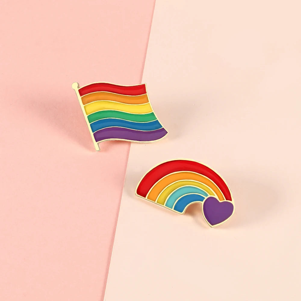 Rainbow Pride Enamel Lapel Pin – LGBT Flag Heart Brooch | The Party Days | The Party Days