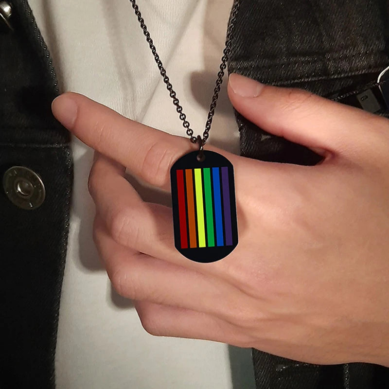 Rainbow Pride Dog Tag Necklace – LGBT Stainless Steel Pendant | The Party Days | The Party Days