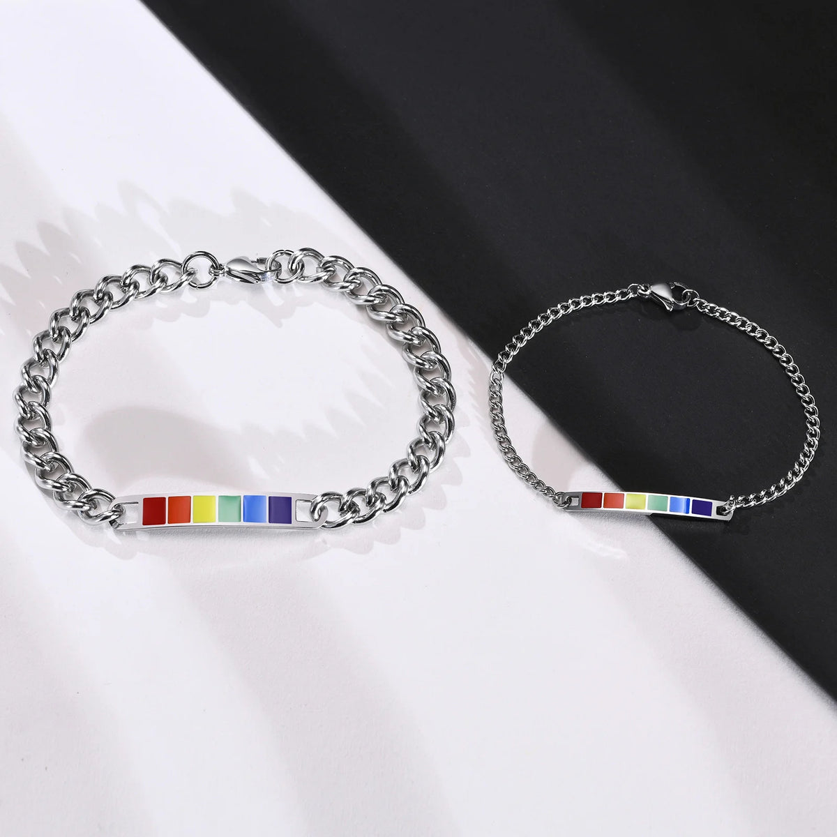 Rainbow Pride Bracelet – Stainless Steel LGBT Chain Link Wristband | The Party Days | The Party Days