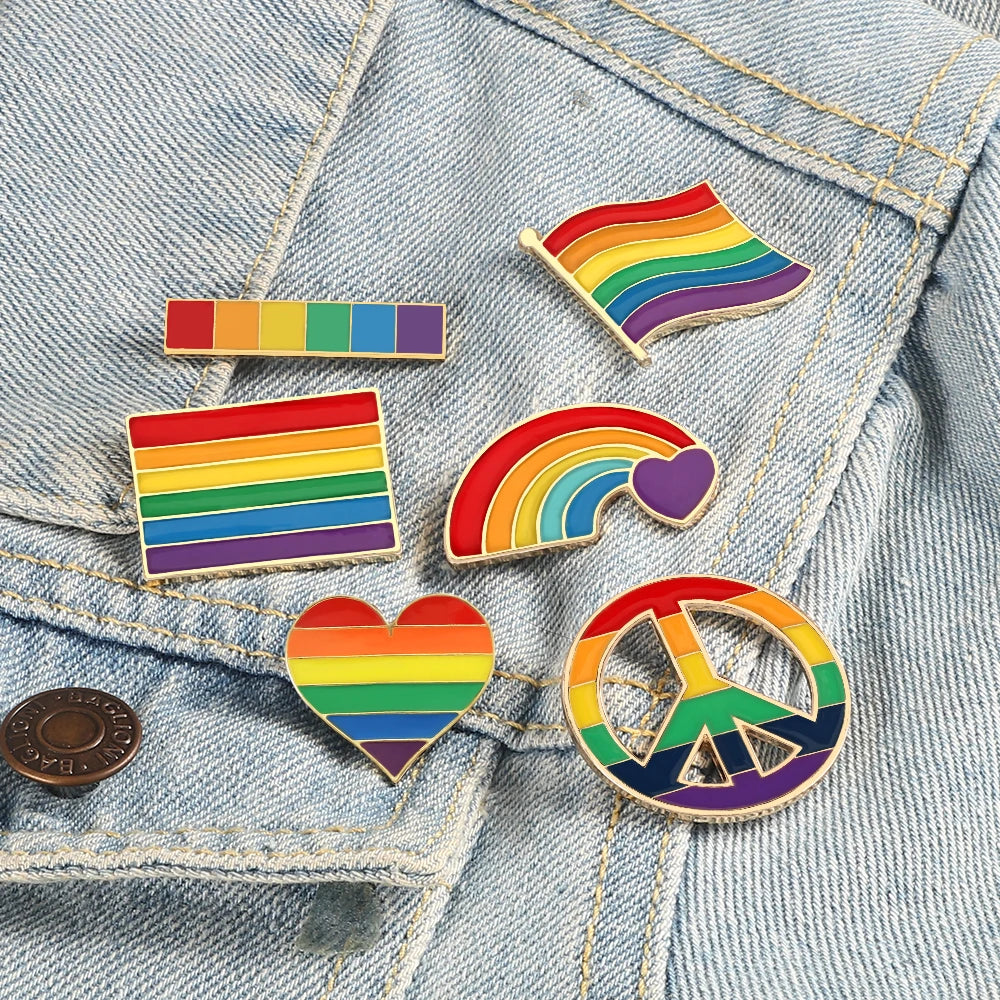 Rainbow Pride Enamel Lapel Pin – LGBT Flag Heart Brooch | The Party Days | The Party Days