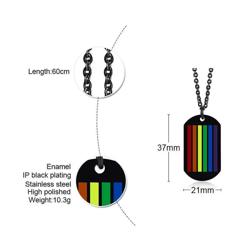 Rainbow Pride Dog Tag Necklace – LGBT Stainless Steel Pendant | The Party Days | The Party Days