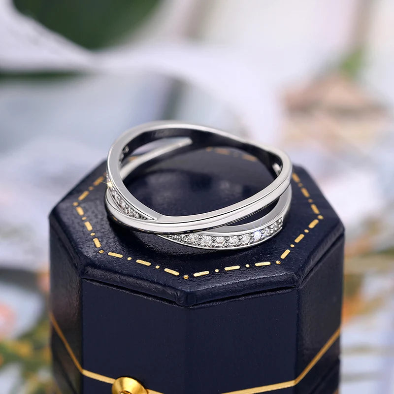 Huitan Fashion Silver Cross Ring for Women – Cubic Zirconia Pave Setting | The Party Days | The Party Days