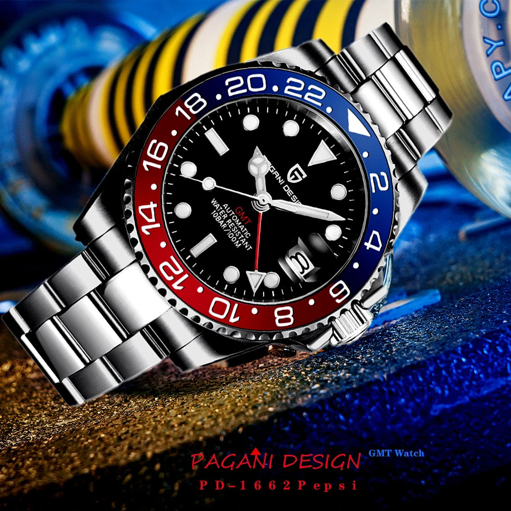 Pagani Design PD-1662 GMT Automatic Watch – 40mm Ceramic Bezel Sapphire | The Party Days | The Party Days