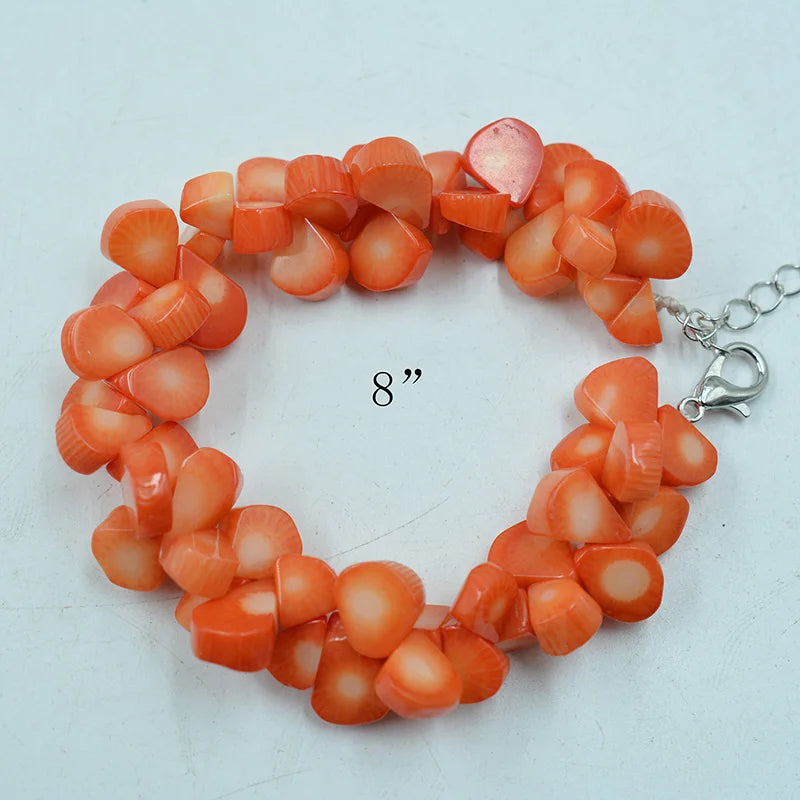 Natural Orange Coral Bracelet – Classic 3-Strand 9.5" – The Party Days | The Party Days