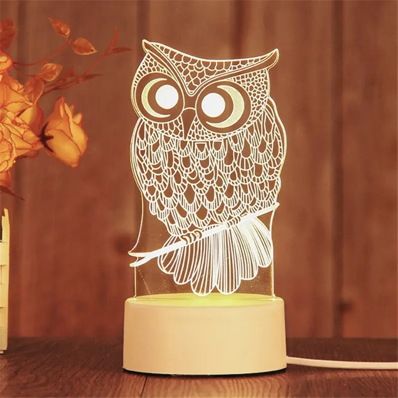 3D Acrylic LED Night Light Lamp USB – Decorative Bedside Light | The Party Days | The Party Days