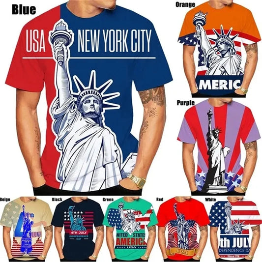 Statue of Liberty 3D Print T-Shirt | Graphic Tee for Men, Women & Kids – Plus Size Available