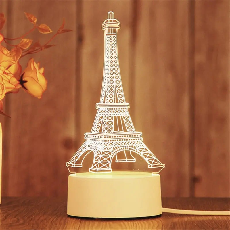 3D Acrylic LED Night Light Lamp USB – Decorative Bedside Light | The Party Days | The Party Days