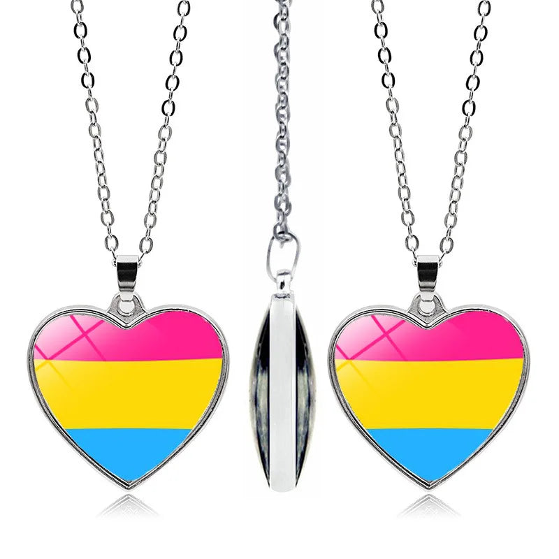 Pride Rainbow Glass Pendant Necklace | LGBTQ+ Couple Gift | The Party Days | The Party Days