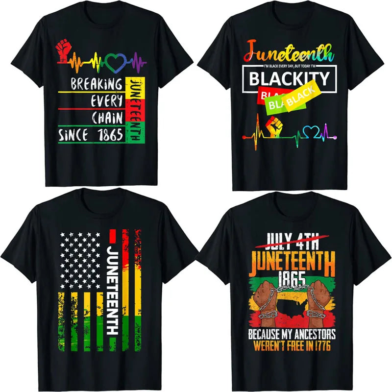 Juneteenth Blackity Heartbeat T-Shirt – Breaking Every Chain Since 1865 | The Party Days | The Party Days
