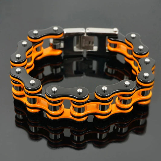 Punk Stainless Steel Motorcycle Chain Bracelet – Biker Wrist Jewelry – The Party Days