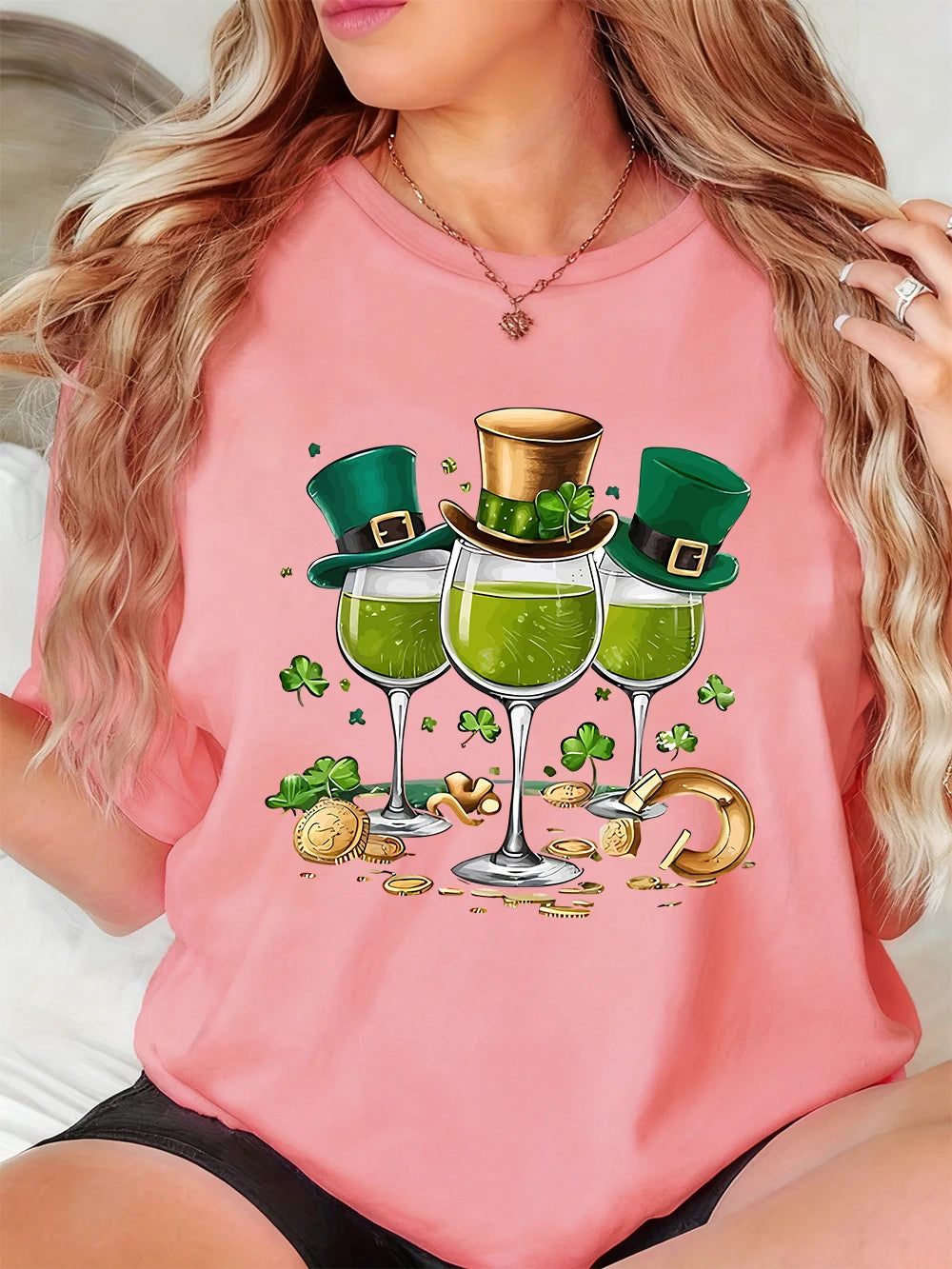 St. Patrick's Day Drinks Print Women's T-Shirt – Festive Irish Tee – The Party Days | The Party Days