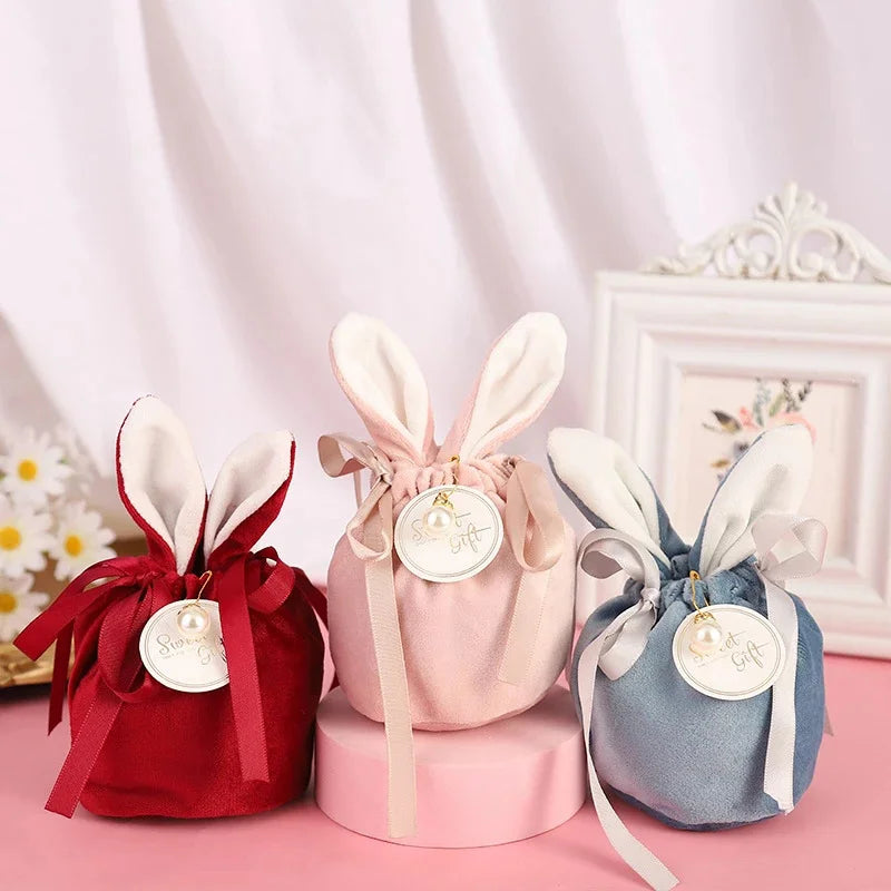 Velvet Easter Bunny Gift Bags – Premium Drawstring Candy & Chocolate Packaging – The Party Days | The Party Days