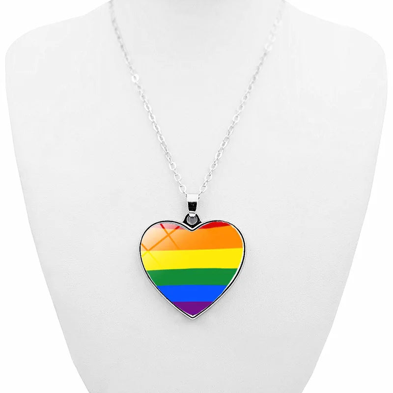 Pride Rainbow Glass Pendant Necklace | LGBTQ+ Couple Gift | The Party Days | The Party Days