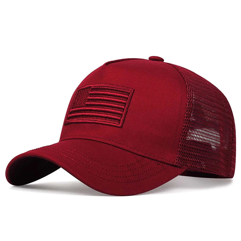 American Flag Embroidered Mesh Baseball Cap – Unisex Adjustable Breathable Sun Hat | The Party Days | The Party Days