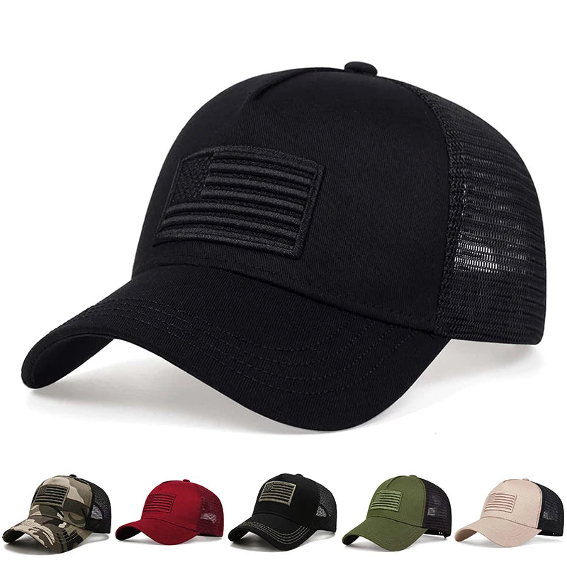American Flag Embroidered Mesh Baseball Cap – Unisex Adjustable Breathable Sun Hat | The Party Days | The Party Days