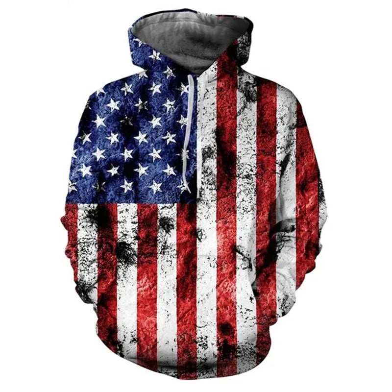 New Fashion Men Women Hoodies Streetwear USA Flag