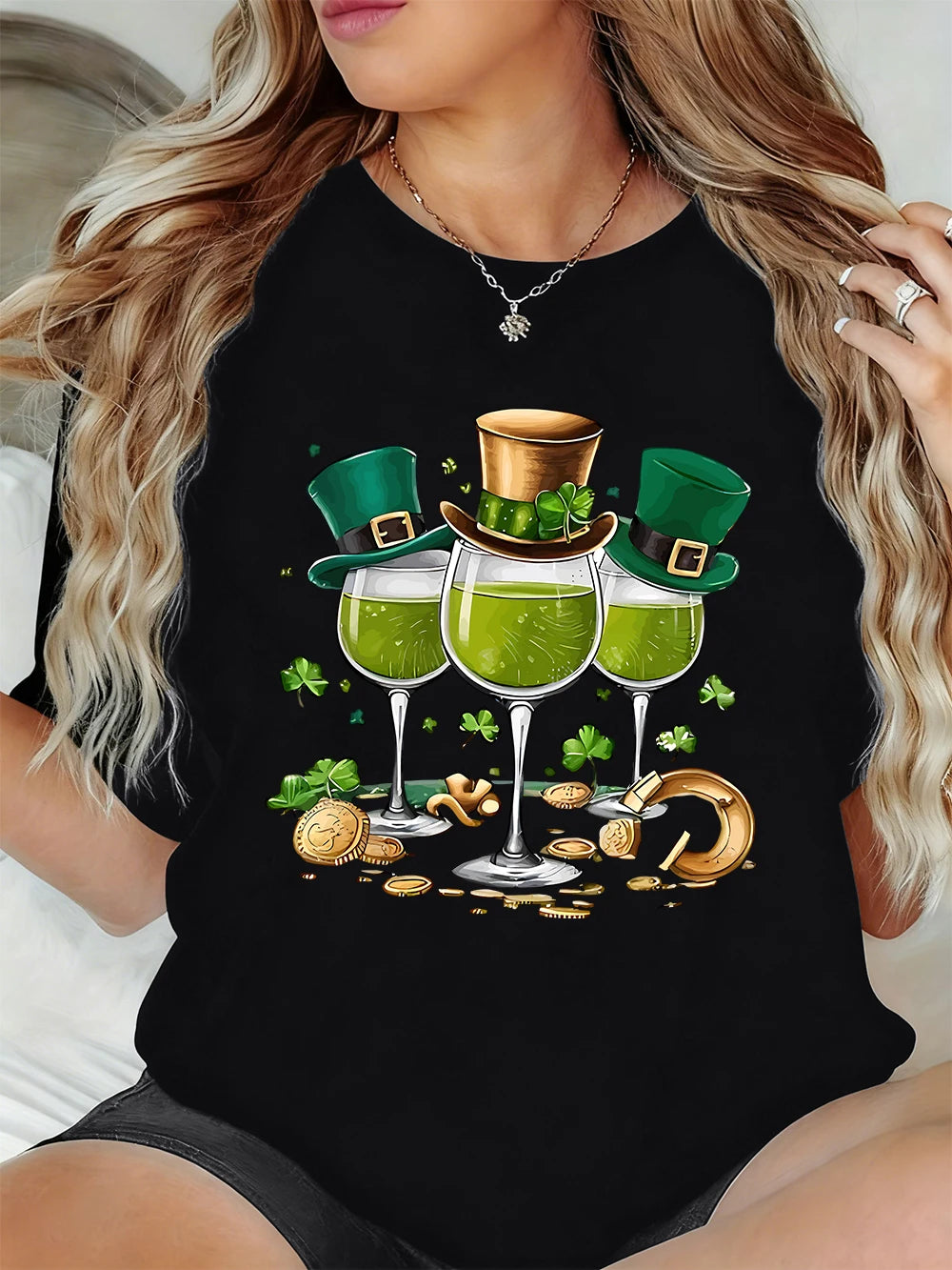 St. Patrick's Day Drinks Print Women's T-Shirt – Festive Irish Tee – The Party Days | The Party Days