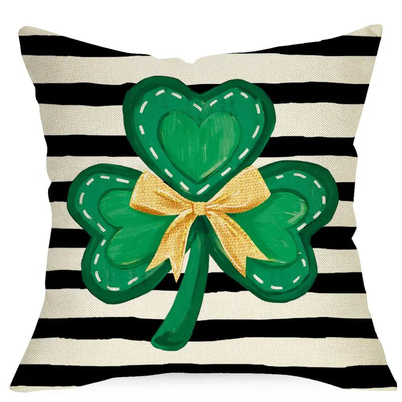 St. Patrick's Day Shamrock Cushion Cover – Irish Stripes Lucky Clover – The Party Days | The Party Days