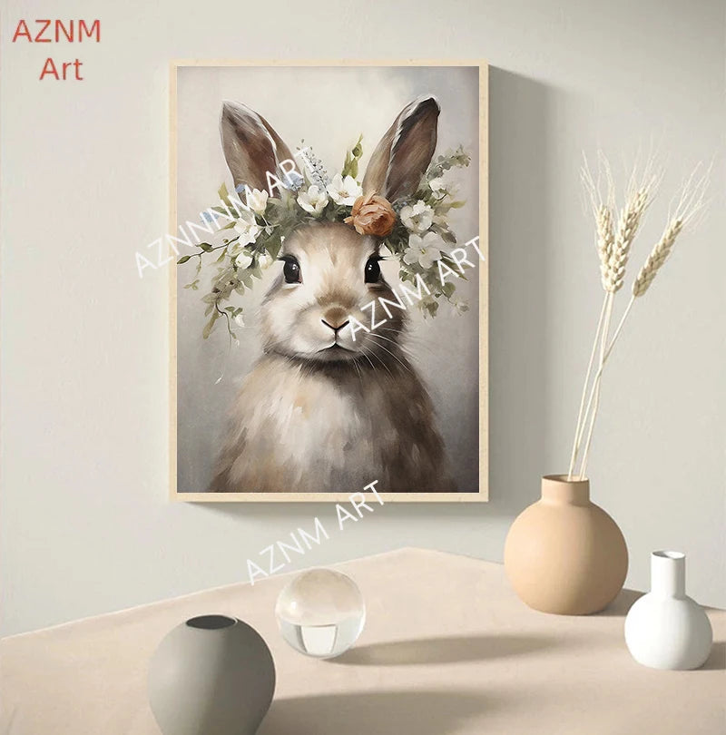 Easter Bunny Canvas Poster – Spring Wall Art with Carrot Bucket – The Party Days | The Party Days