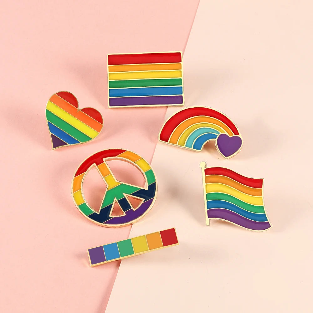 Rainbow Pride Enamel Lapel Pin – LGBT Flag Heart Brooch | The Party Days | The Party Days