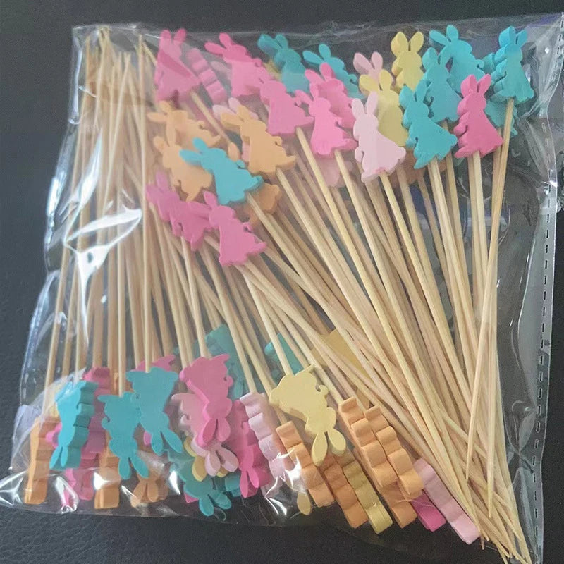 Easter Bunny Ear Toothpicks – 100pcs Bamboo Appetizer Picks for Party Food & Snacks – The Party Days | The Party Days