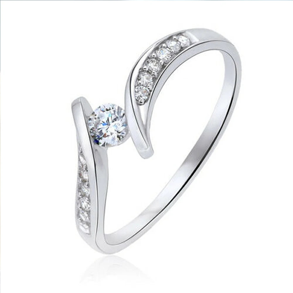 Huitan Minimalist Engagement Ring for Women – Round Cubic Zirconia | The Party Days | The Party Days