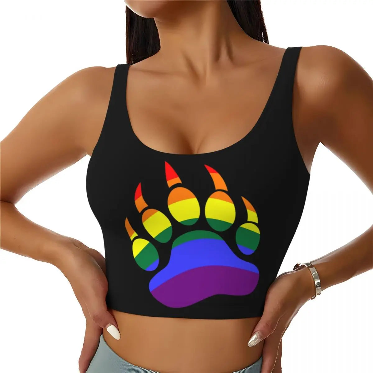 Rainbow Pride Sports Bra – LGBT High-Impact Yoga Crop Top | The Party Days