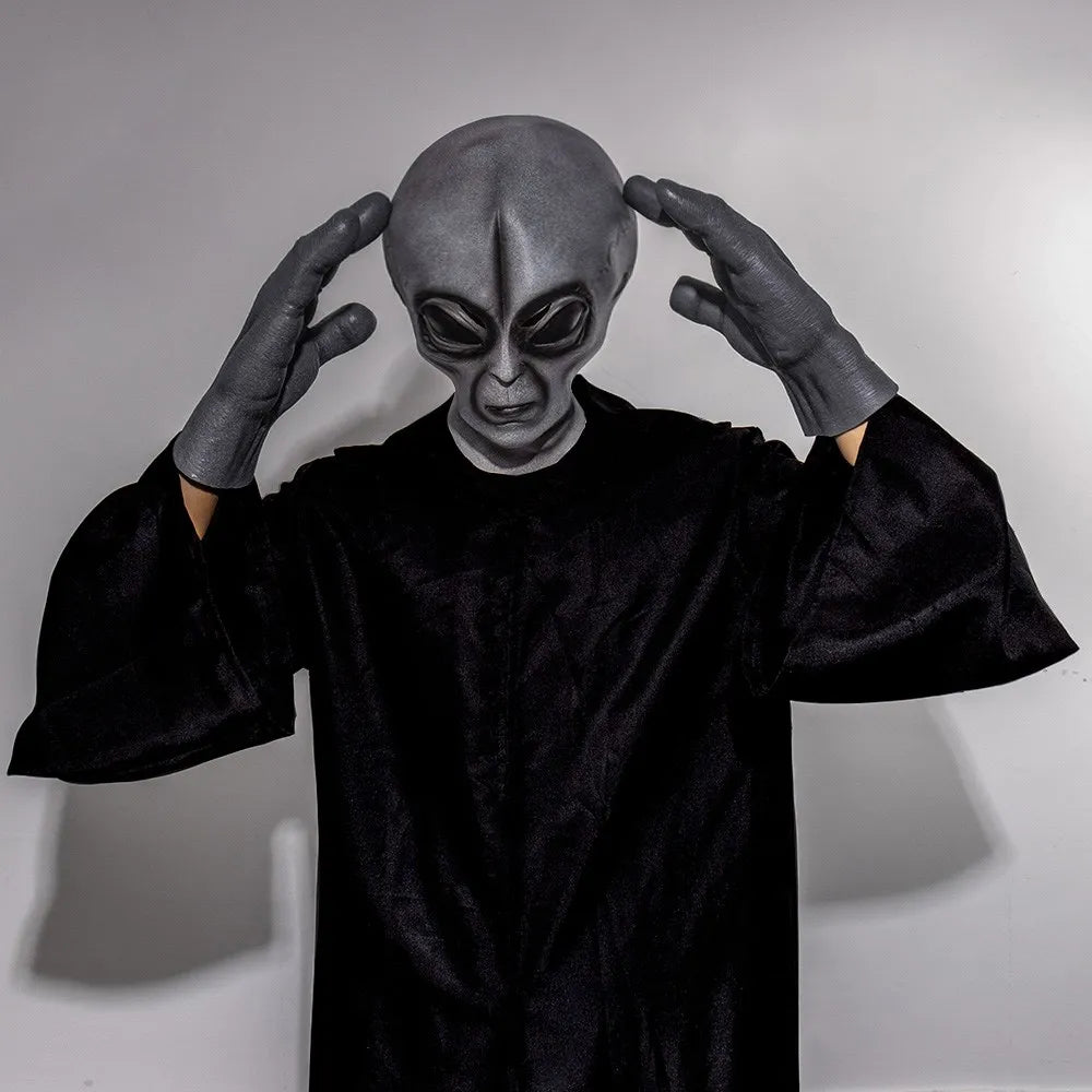 51 Area Alien Latex Mask & Gloves Cosplay Halloween