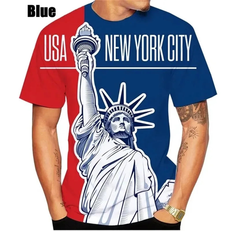 Statue of Liberty 3D Print T-Shirt – Graphic Tee for Men, Women & Kids – The Party Days | The Party Days
