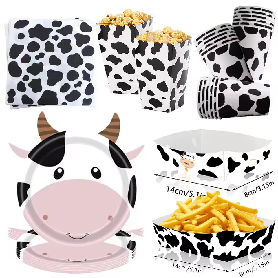 Cow Birthday Party Supplies – Farm Theme Disposable Tableware Set – The Party Days | The Party Days