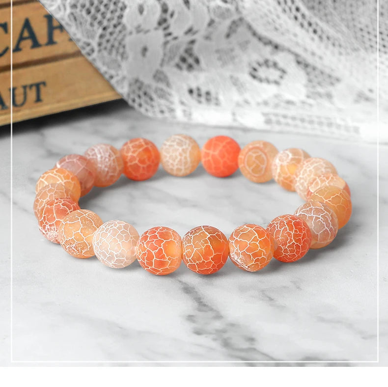 8mm Orange Weathered Stone Bracelet – Energy Beaded Yoga Bangle – The Party Days | The Party Days