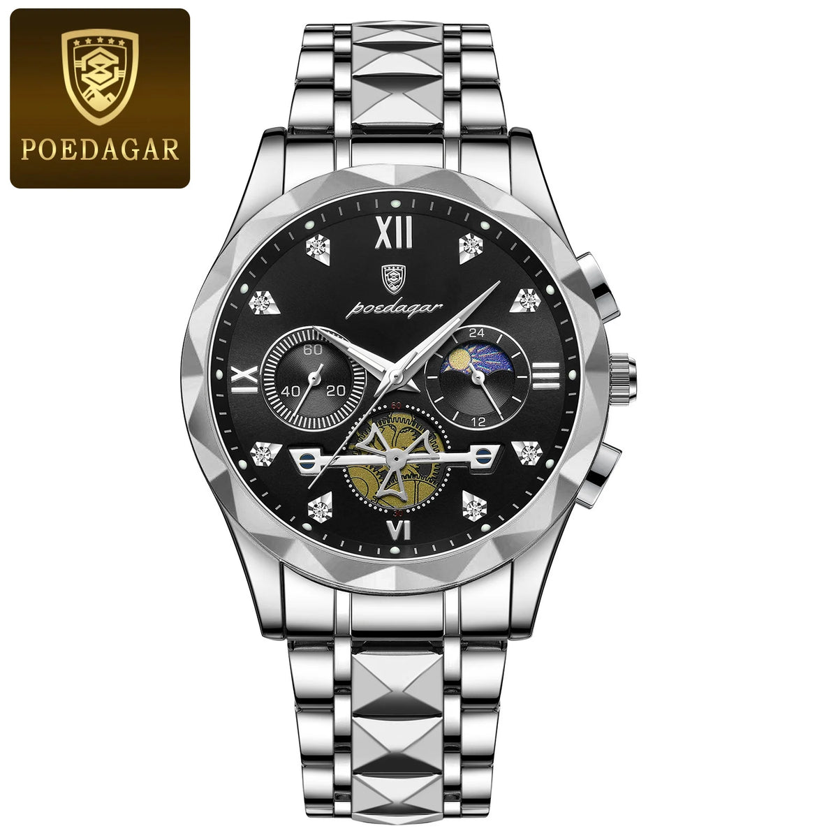 POEDAGAR 996 Men's Business Chronograph Watch – Stainless Steel Luminous | The Party Days | The Party Days